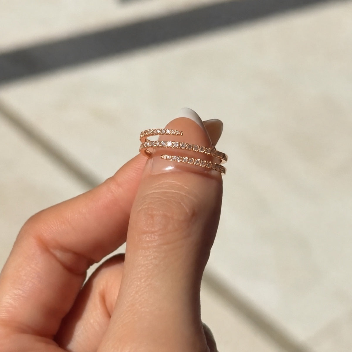 Multi-Row Pave Bypass Spiral Statement Ring in Sterling Silver