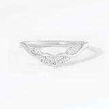 Curved 925 Sterling Silver Round Cut Wedding Ring
