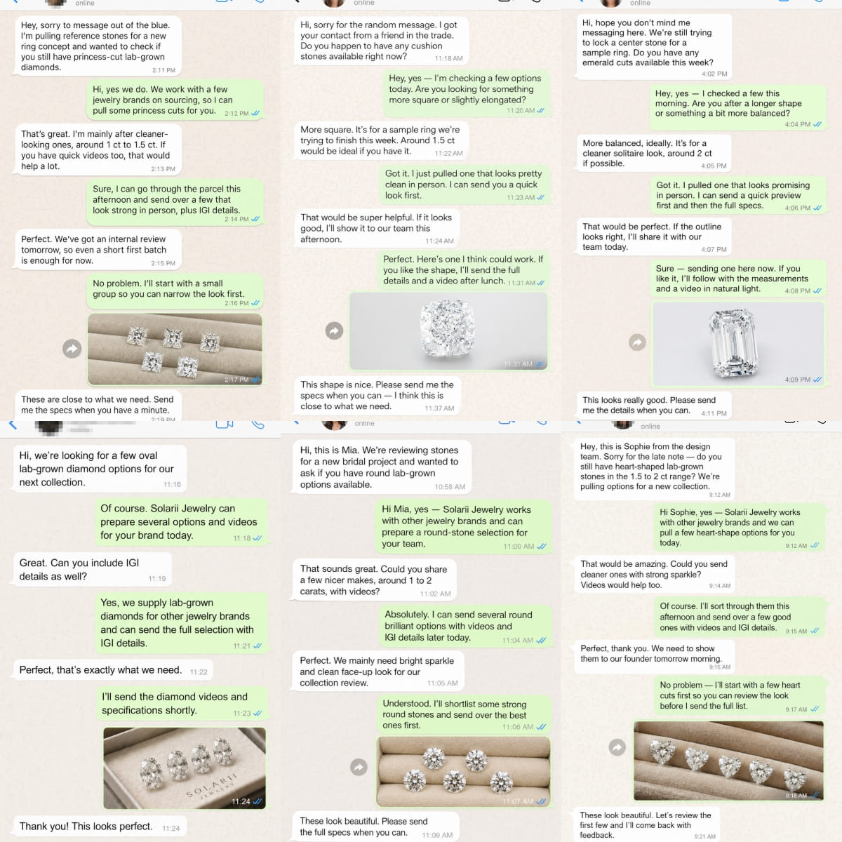 Supplier communication screenshots