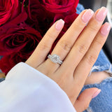 Modern 925 Sterling Silver 2.0ct Round Cut Halo Wedding Ring Set