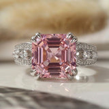 Elegant Asscher Cut 6.0ct Morganite Pink Engagement Ring