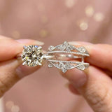 Refined Round Cut 2.5ct Insert Ring 925 Sterling Silver Wedding Ring Set