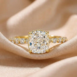 Brilliant Cushion Cut Hidden Halo 925 Sterling Silver Engagement Ring