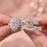 Vintage Halo Oval Cut Insert Wedding Ring Set For Women In Sterling Silver