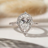 Sophisticated Pear Cut Halo Sterling Silver Engagement Ring