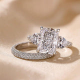 Honorable Radiant Cut & Heart Cut Wedding Set In Sterling Silver