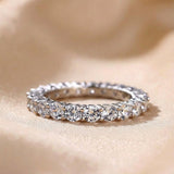925 Sterling Silver Eternity Ring with Round Cut Cubic Zirconia, White Gold Plating – Timeless Design for Unending Love