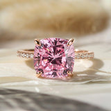 Timeless Cushion Cut Morganite Sterling Silver 3.5ct Engagement Ring