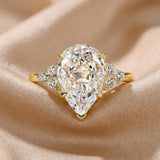 Stunning Pear Cut 3.0ct Side Stone Engagement Ring In Sterling Silver