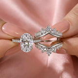 Sumptuous Oval Cut 3.5ct Insert Ring 925 Sterling Silver Wedding Ring Set