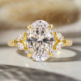 Solarii New Arrived 4.0ct Oval Cut Three Stones Engagement Ring