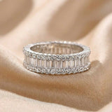 Gorgeous Emerald Cut Wedding Band In Sterling Silver