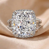 Graceful Cushion Cut 9.0ct Split Shank Engagement Ring In Sterling Silver