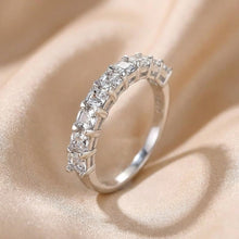 Yellow Gold and White Gold Plated Asscher Cut Sterling Silver Wedding Ring