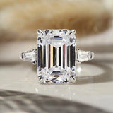 Elegant Emerald Cut 7.5ct Sterling Silver Engagement Ring