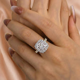 Cushion Cut 6.0ct Sterling Silver Halo Engagement Ring