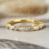 Shapely 925 Sterling Silver Marquise Cut & Round Cut Wedding Ring