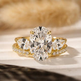 Solarii Unique Oval Cut Insert Ring Set For Women In Sterling Silver