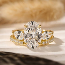 Solarii Unique Oval Cut Insert Ring Set For Women In Sterling Silver