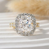 Cushion Cut 6.0ct Sterling Silver Halo Engagement Ring