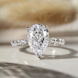 Pear Cut White Stone White Gold Ring