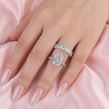 Solarii New Arrived 5.0ct Radiant Cut Cubic Zirconia Wedding Ring Set