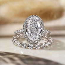 Solarii Eternal Sparkle Cubic Zirconia Ring 3.0ct Oval Cut 925 Sterling Silver Wedding Ring Set
