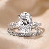 Classic 3.5ct Oval Cut Sterling Silver Wedding Ring Set