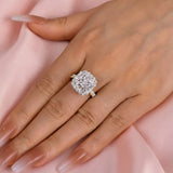 Cushion Cut 6.0ct Sterling Silver Halo Engagement Ring