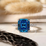 Elegant 4.5ct Blue Sapphire Asscher Cut Engagement Ring