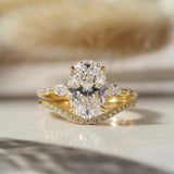 Elegant Oval Cut 925 Sterling Silver Wedding Ring Set