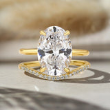 Shimmering Oval Cut 4.0ct Hidden Halo 925 Sterling Silver Wedding Ring Set