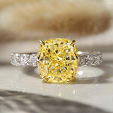 Vibrant Cushion Cut 4.5ct Yellow Stone Sterling Silver Engagement Ring