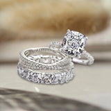 Solarii Cubic Zirconia 4.0ct Cushion Cut  925 Sterling Silver Wedding Ring Set