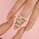 Stunning Oval Cut 4.0ct 3PC Ring 925 Sterling Silver Wedding Ring Set