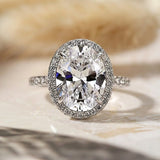 Oval Cut White Stone White Gold Halo Ring