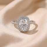 Gorgeous Oval Cut 2.3ct Halo Design Engagement Ring In Sterling Silver
