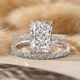 925 Sterling Silver Radiant Cut Wedding Ring Set