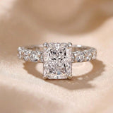 Gorgeous Radiant Cut 3.0ct Pave Engagement Ring In Sterling Silver