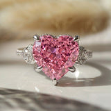 Charming Heart Cut Pink Stone Sterling Silver Engagement Ring
