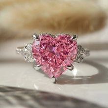 Charming Heart Cut Pink Stone Sterling Silver Engagement Ring