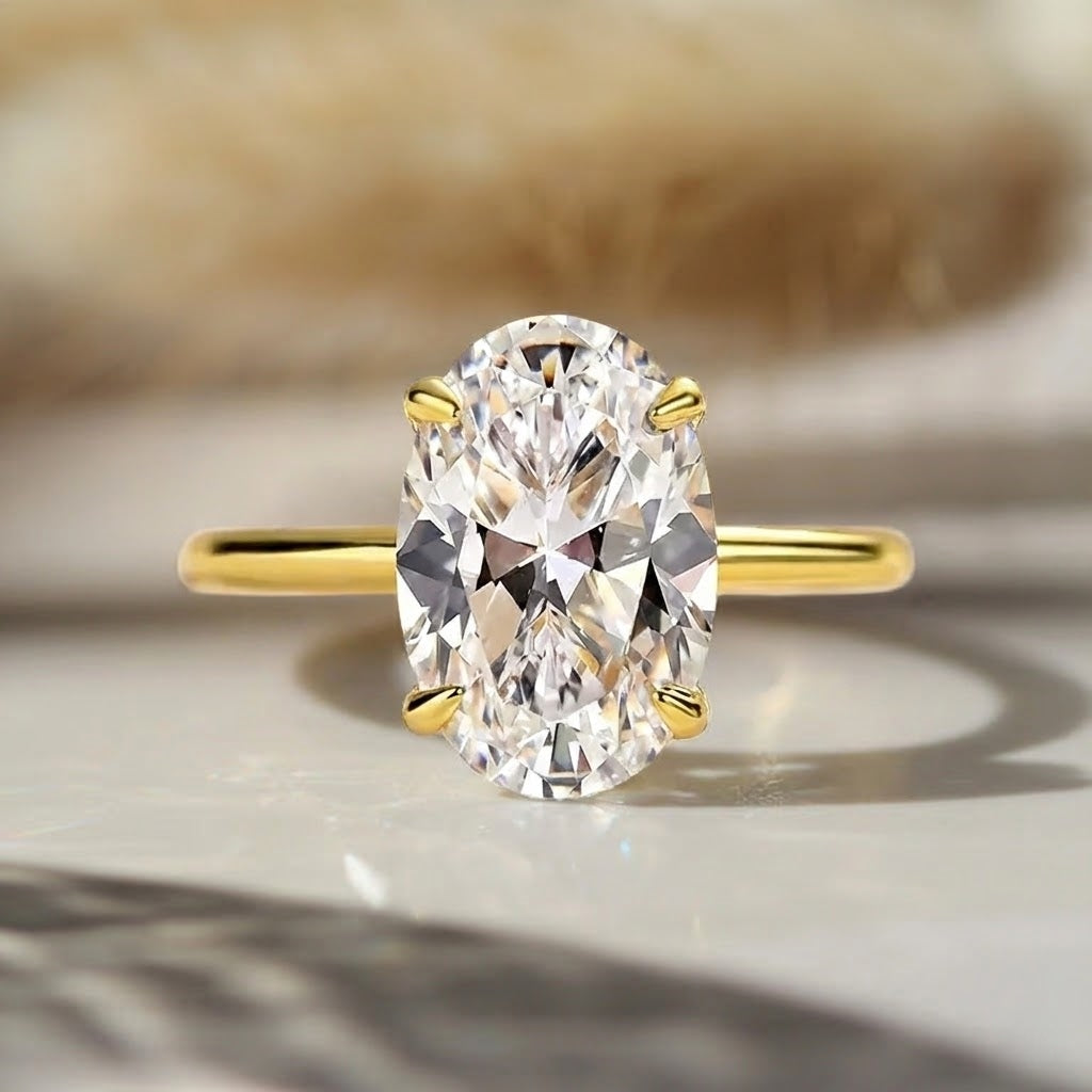 Exclusive Solitaire Oval Cut Engagement Ring In Sterling Silver