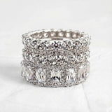 Gorgeous Cushion Cut 4PC Wedding Band Set For Women In Sterling Silver