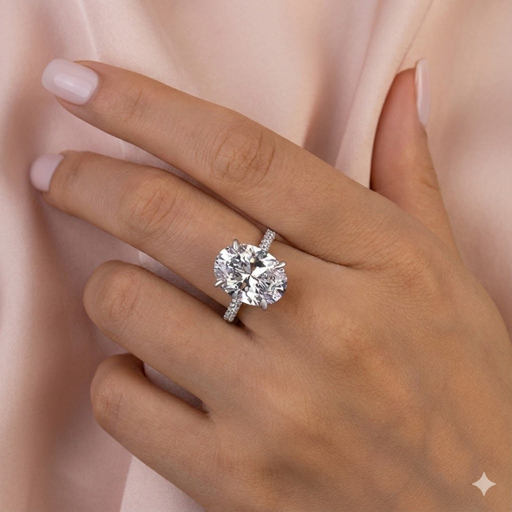 Gorgeous Oval Cut 8.0ct Sterling Silver Engagement Ring