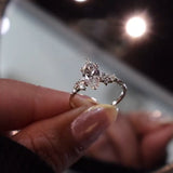 1.0ct Marquise Cut Asymmetrical Cluster Engagement Ring In Sterling Silver