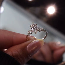1.0ct Marquise Cut Asymmetrical Cluster Engagement Ring In Sterling Silver