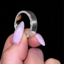 Side Pavé High Polish Wide Wedding Band in Sterling Silver