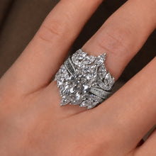 Sparkling 4.0ct Marquise Cut Curved 3PC Wedding Ring Set in Sterling Silver