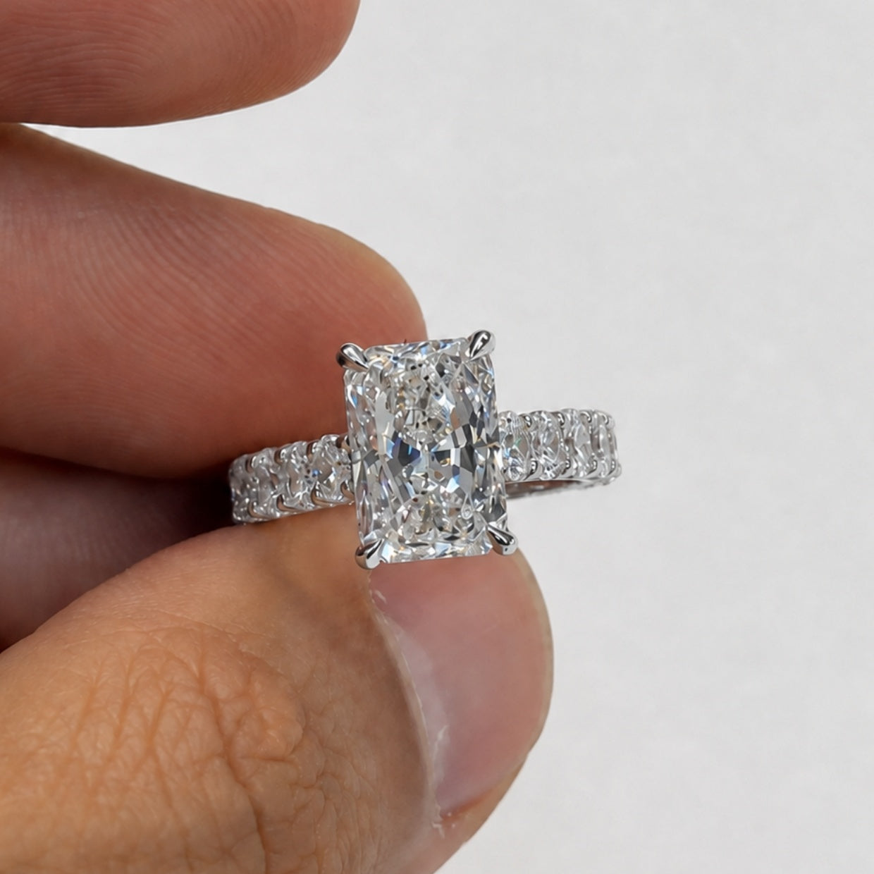 5.0ct Elongated Radiant Cut Eternity Band Engagement Ring