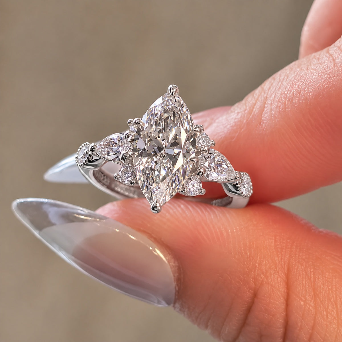 2.0ct Marquise Cut Botanical Cluster Engagement Ring